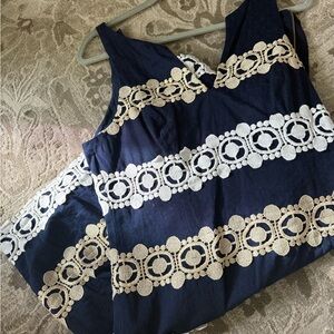 Lilly Pulitzer Navy and Gold Dress 8